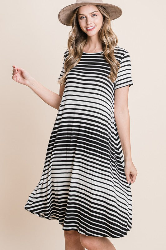 Casual Stripe Dress by Bombom
