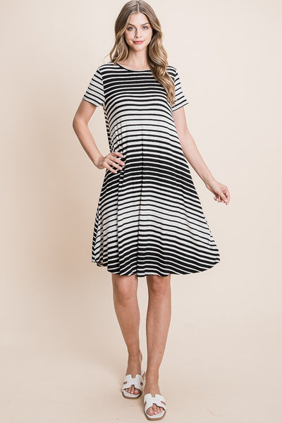 Casual Stripe Dress by Bombom