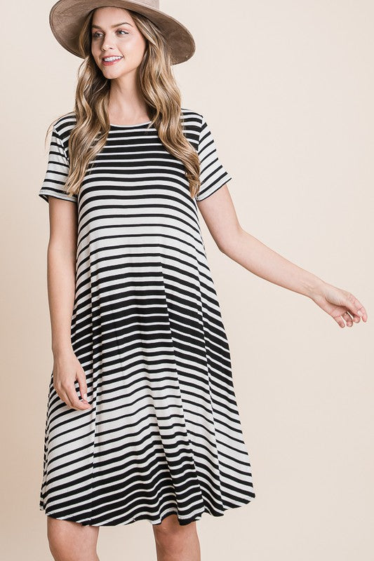 Casual Stripe Dress by Bombom