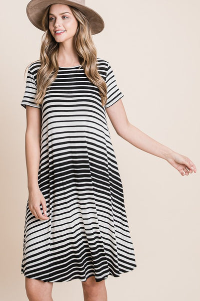 Casual Stripe Dress by Bombom