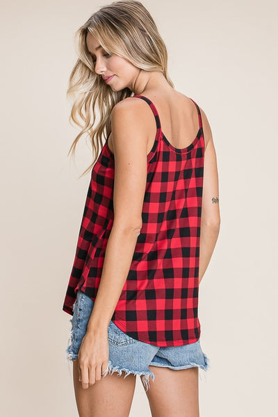 Red Check Tank by Bombom