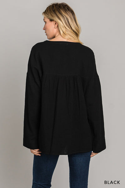 Go-To Split Neck Top by Cotton Bleu