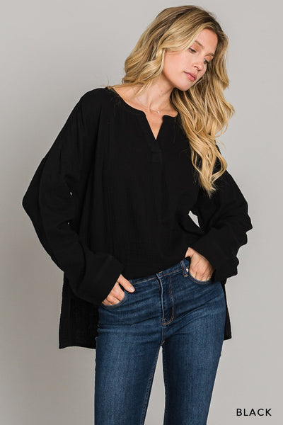 Go-To Split Neck Top by Cotton Bleu