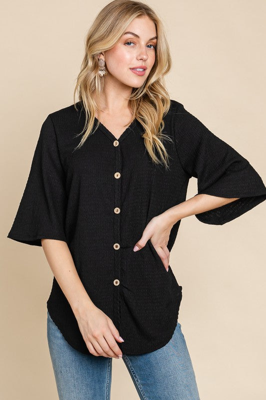 Crinkled Knit Top by Bombom