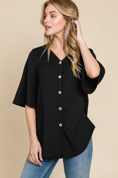 Crinkled Knit Top by Bombom