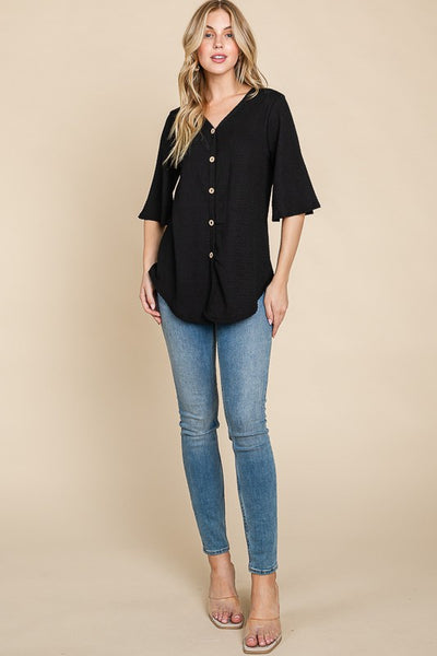 Crinkled Knit Top by Bombom