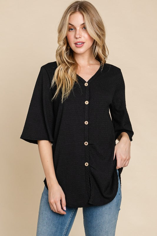 Crinkled Knit Top by Bombom