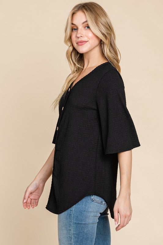 Crinkled Knit Top by Bombom