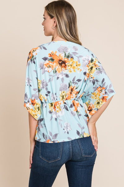 Sky Blue Floral Wrap Tunic by Bombom