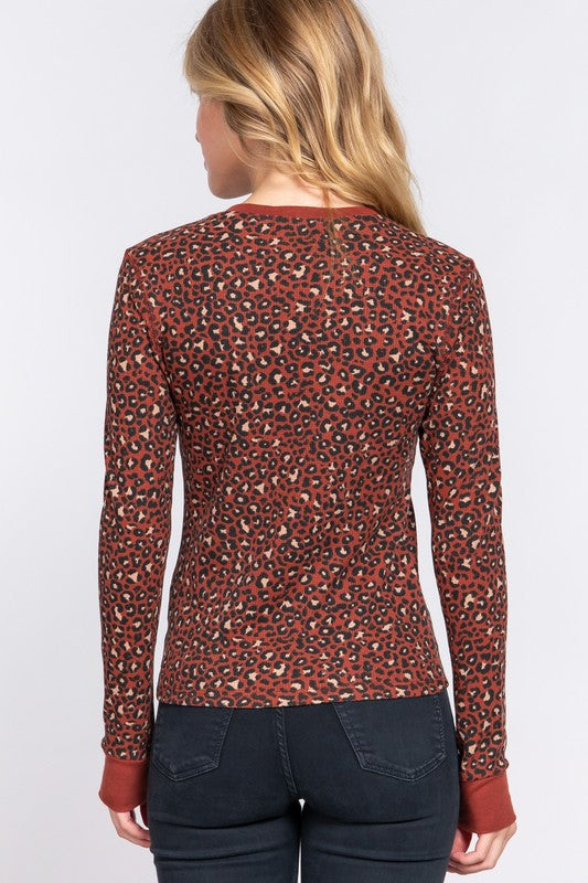 Thermal Animal Print Top- by Active Basic