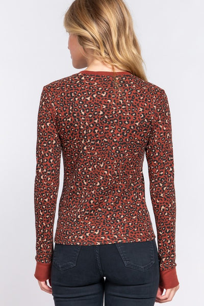 Thermal Animal Print Top- by Active Basic