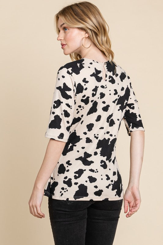 Cow Print Key Hole Top by Bombom