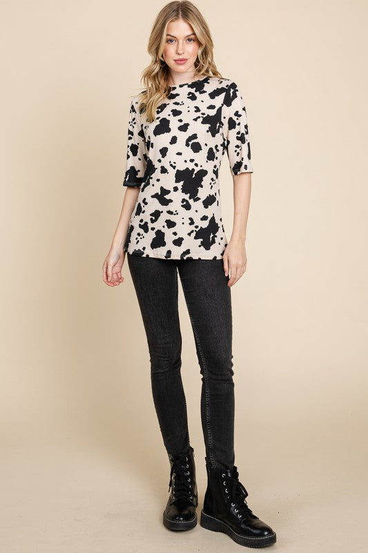 Cow Print Key Hole Top by Bombom
