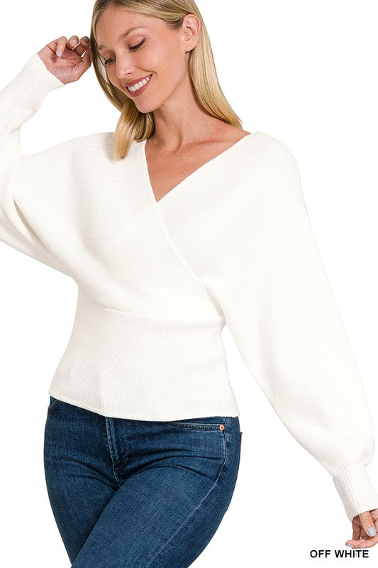 Cross Wrap Sweater by Zenana