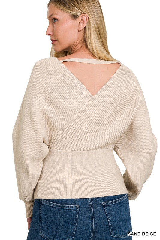 Cross Wrap Sweater by Zenana