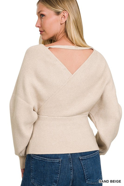 Cross Wrap Sweater by Zenana