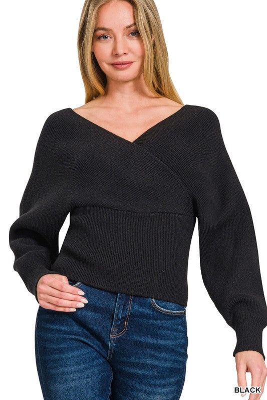 Cross Wrap Sweater by Zenana