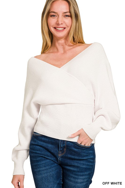 Cross Wrap Sweater by Zenana