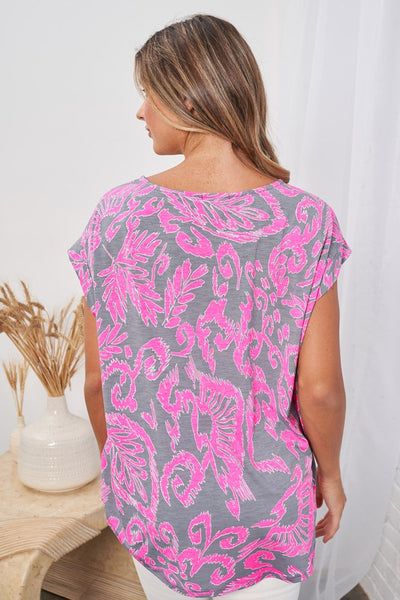 Short Sleeve Solid Woven Top - White Birch Brand