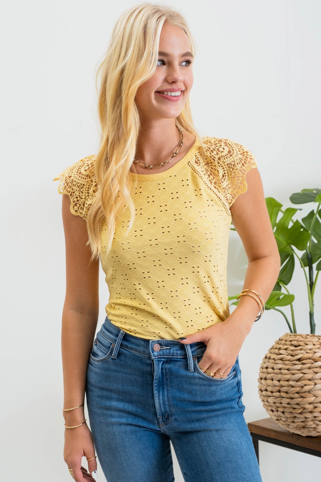 Eyelet Embroidered Top