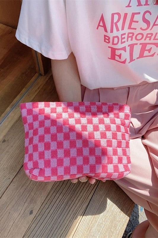 Checkered Makeup Pouch