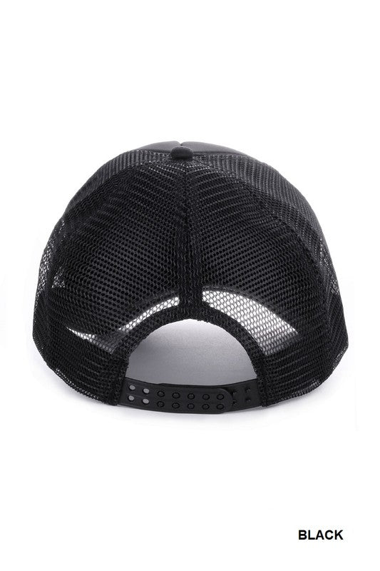 Be Happy Glitter Smiley Trucker Hat
