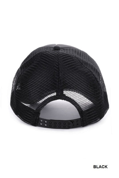 Be Happy Glitter Smiley Trucker Hat