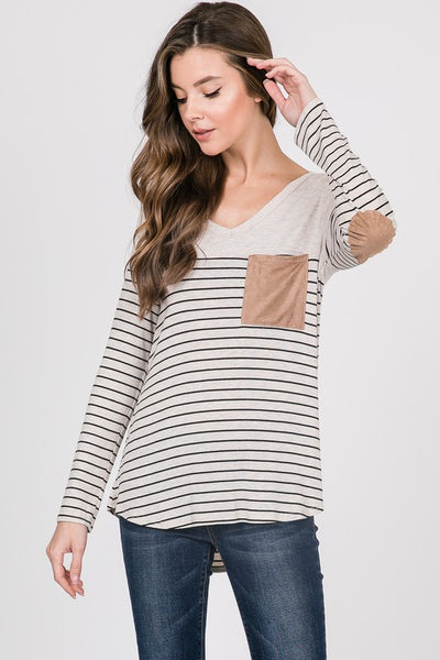 Stripe Panel Pocket Top by Simi Bloom