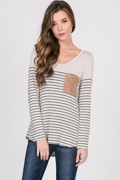 Stripe Panel Pocket Top by Simi Bloom