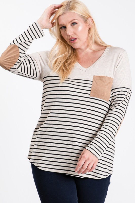 Stripe Panel Pocket Top by Simi Bloom