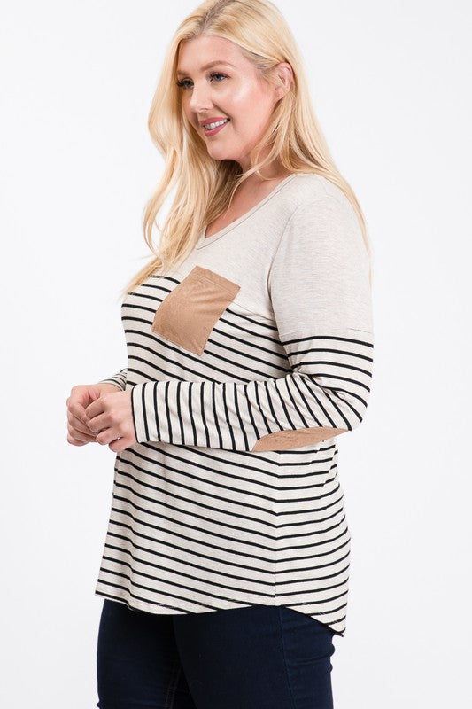 Stripe Panel Pocket Top by Simi Bloom