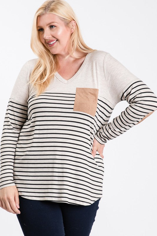 Stripe Panel Pocket Top by Simi Bloom