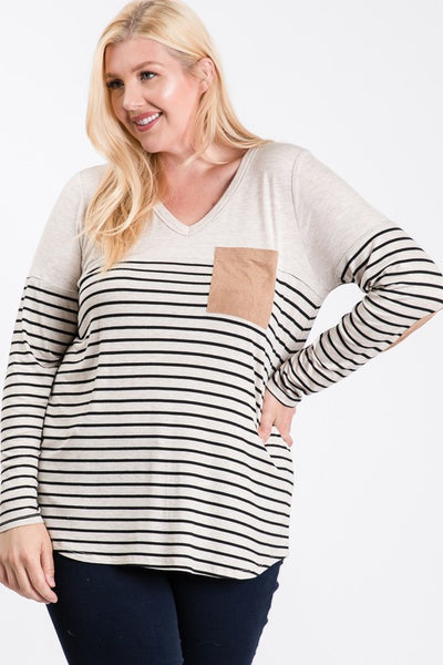 Stripe Panel Pocket Top by Simi Bloom