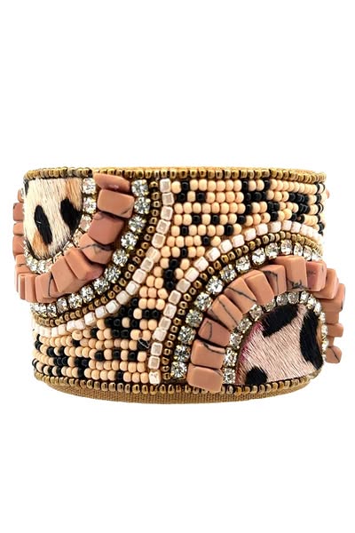 Beaded Bangle Cuff Bracelet