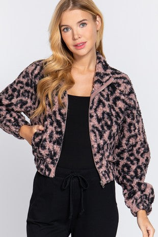 Animal Print Zip Up Jacket