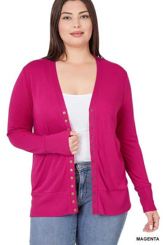 Snap Sweater Cardigan - Zenana Brand